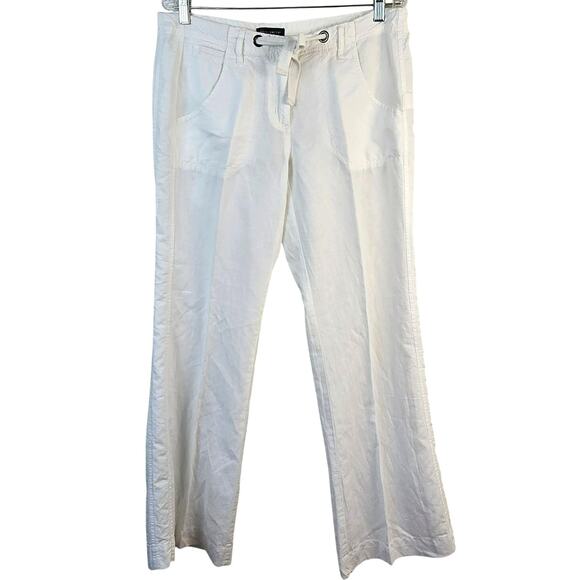 Willi Smith Pants Women's 10 White Linen Cotton Blend Straight Flare Coastal - Picture 1 of 12
